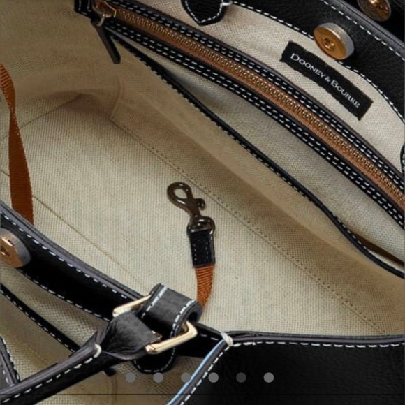 DOONEY & BOURKE SORRENTO BARLOW LEATHER HANDBAG BLACK PLUS DUST BAG NWT - Picture 4 of 12